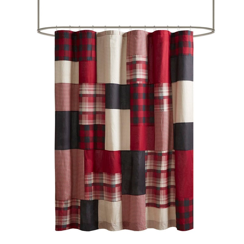 Woolrich John Rich & Bros. Woolrich Sunset Cotton Shower Curtain, Plaid Lodge/Cabin Shower Curtains for Bathroom, 72 X 72, Red - Image 2